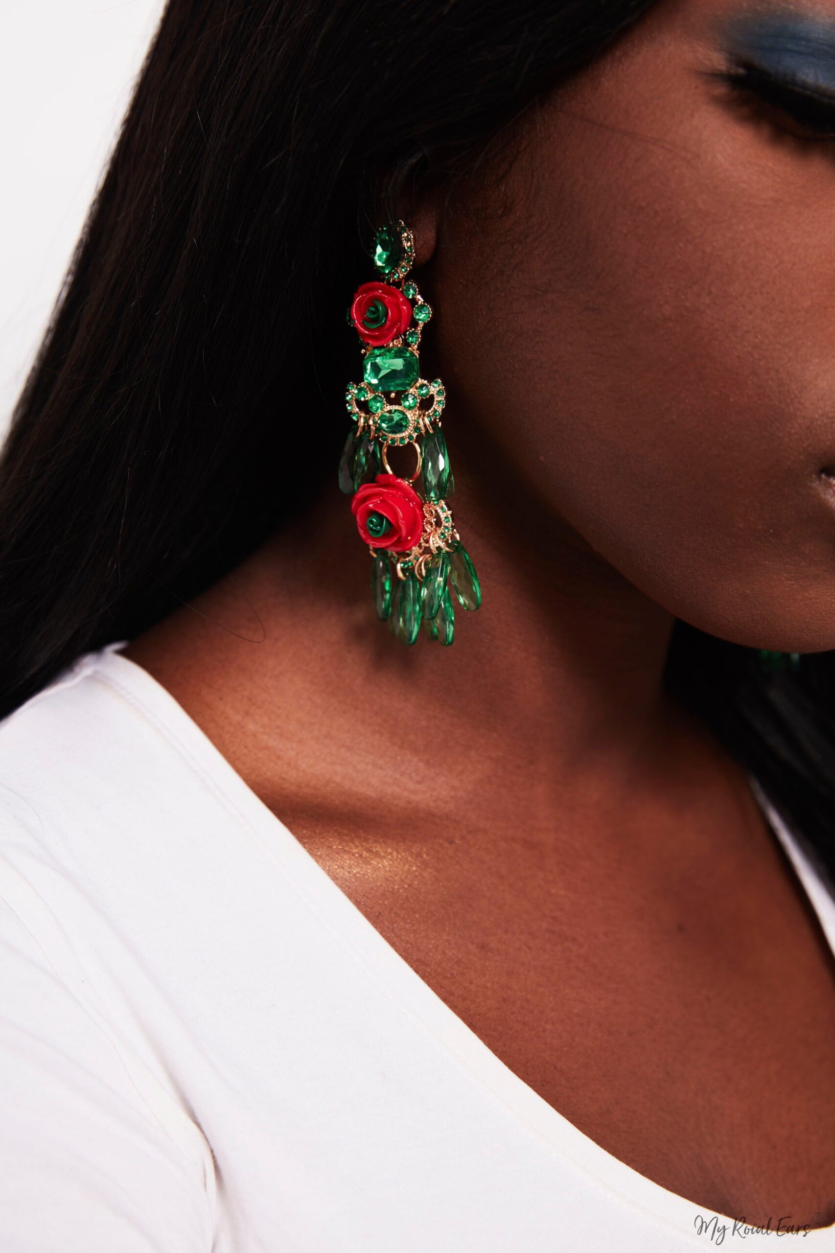 Foxglove Green-tassel statement drop earrings - My Roial Ears LTD