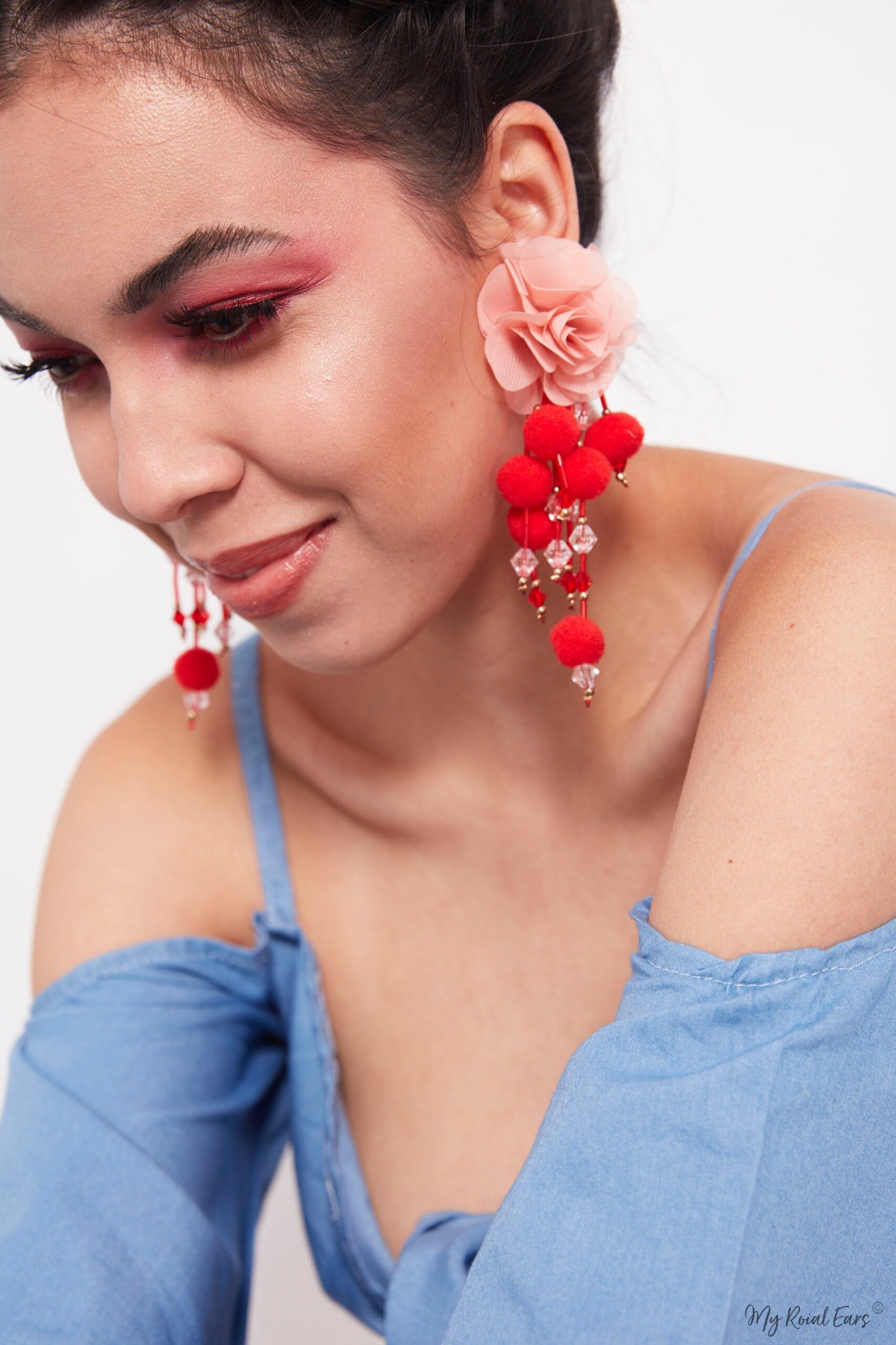 Sunflower- floral pompom tassel drop earrings - My Roial Ears LTD