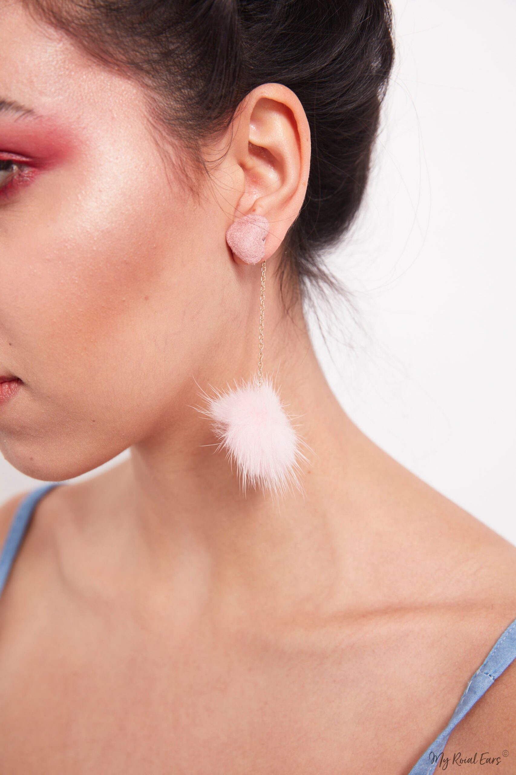 Daffodil Pink- Fur Drop love Earrings - Image 5