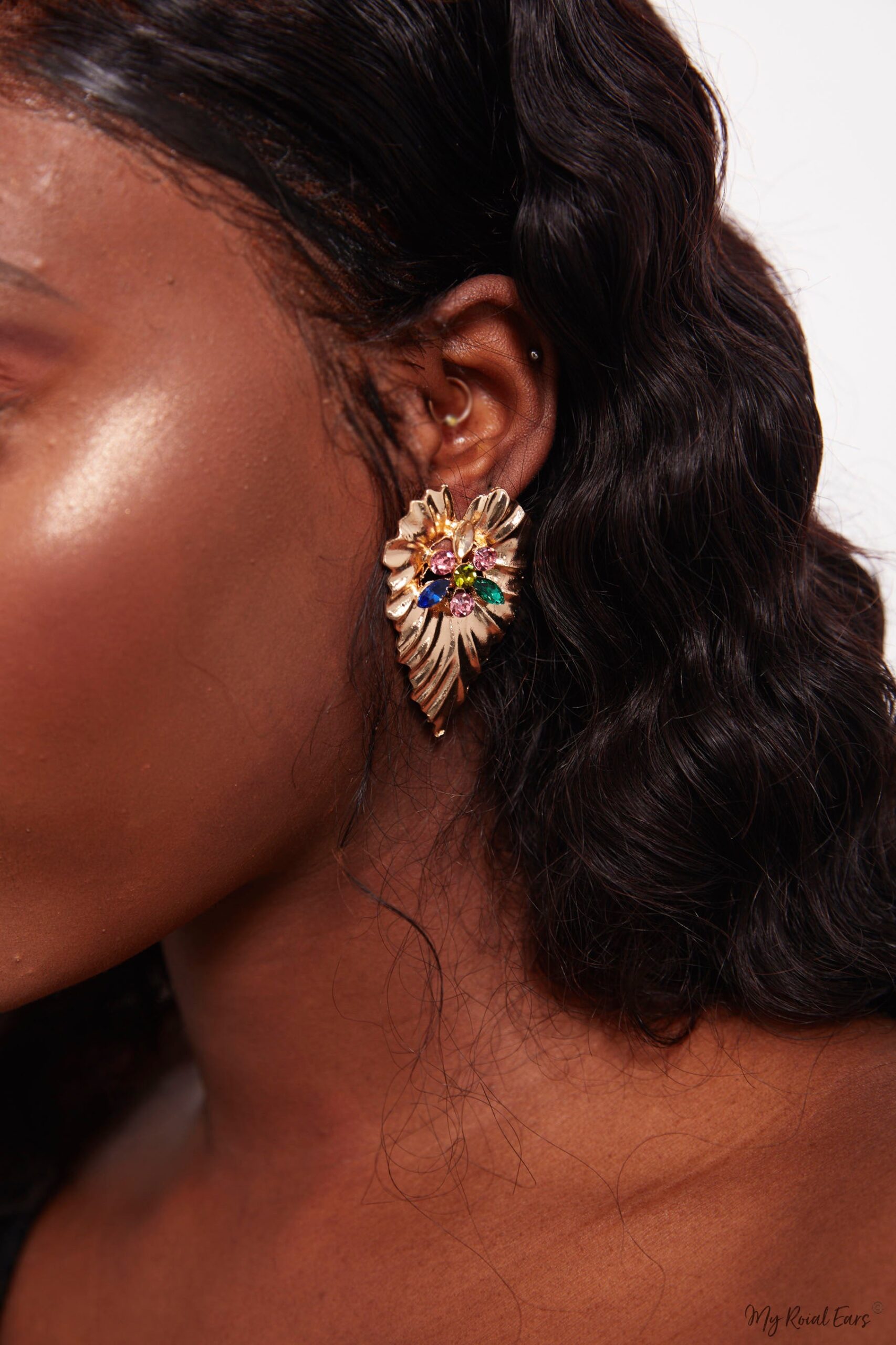 Bougainvillea Silver- heart shaped leaf statement Stud Earrings - My Roial Ears LTD