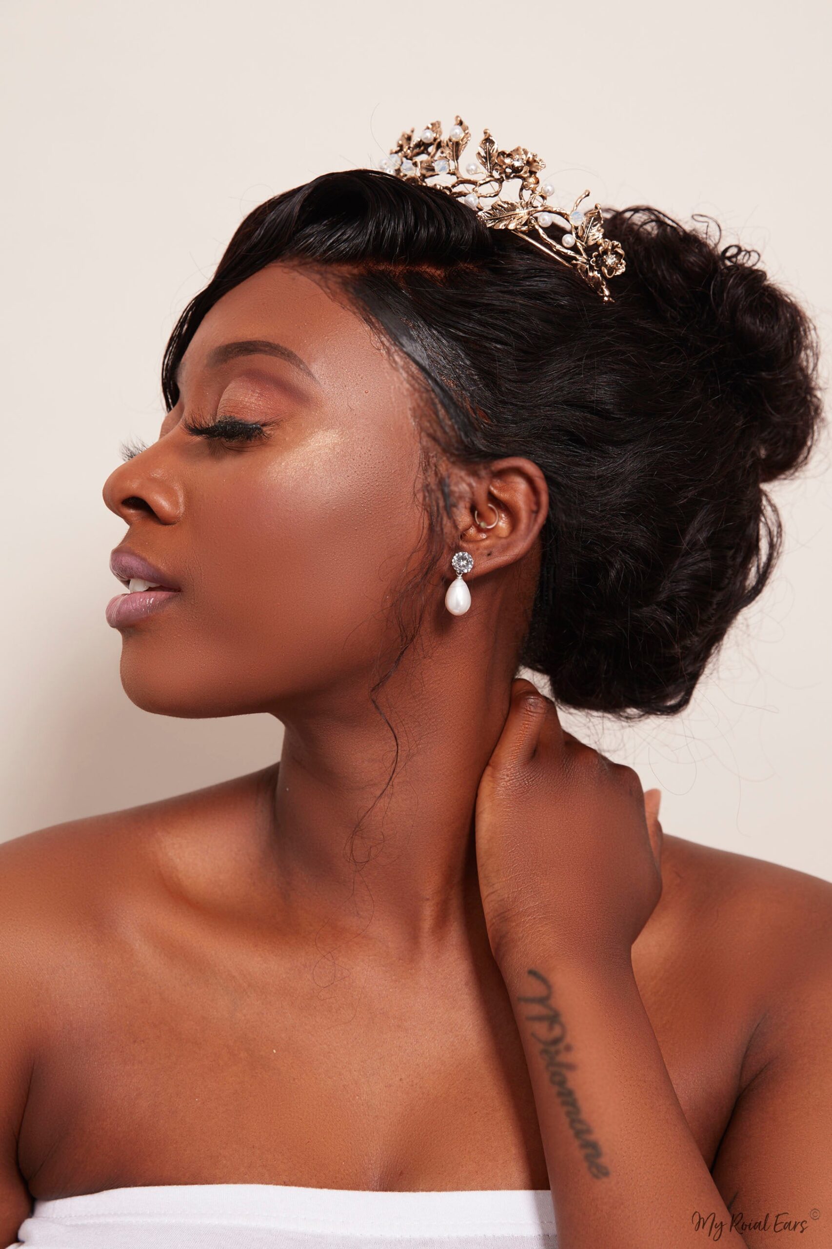 Queen Matha - bronze floral pearl tiara - My Roial Ears LTD