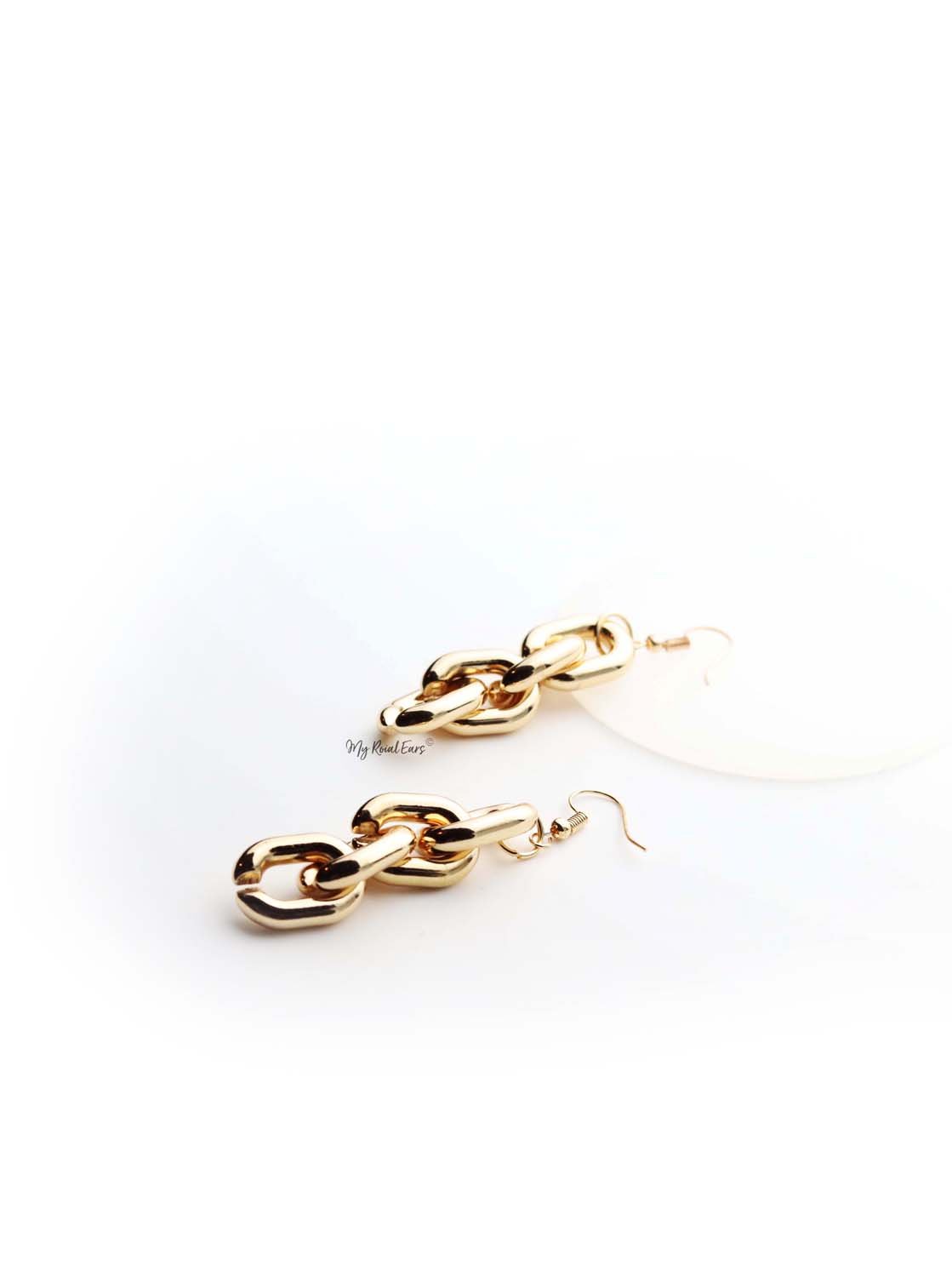 Atlas- gold plated impressive chain drop earrings - My Roial Ears LTD