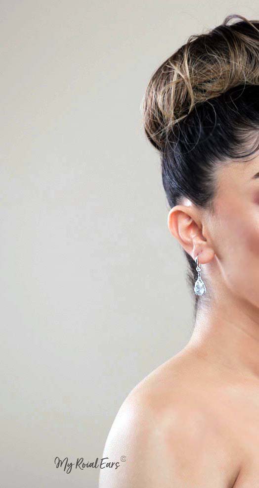 Q Maud Gold-classy small crystal luxury bridal drop earrings - My Roial Ears LTD