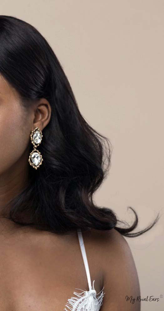 Q.KATE-exquisite antique gold plated crystal earrings - My Roial Ears LTD