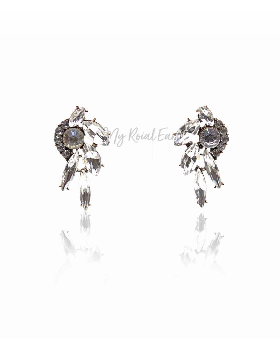 Q.THYRA-glass crystal geometric bridal statement stud - My Roial Ears LTD