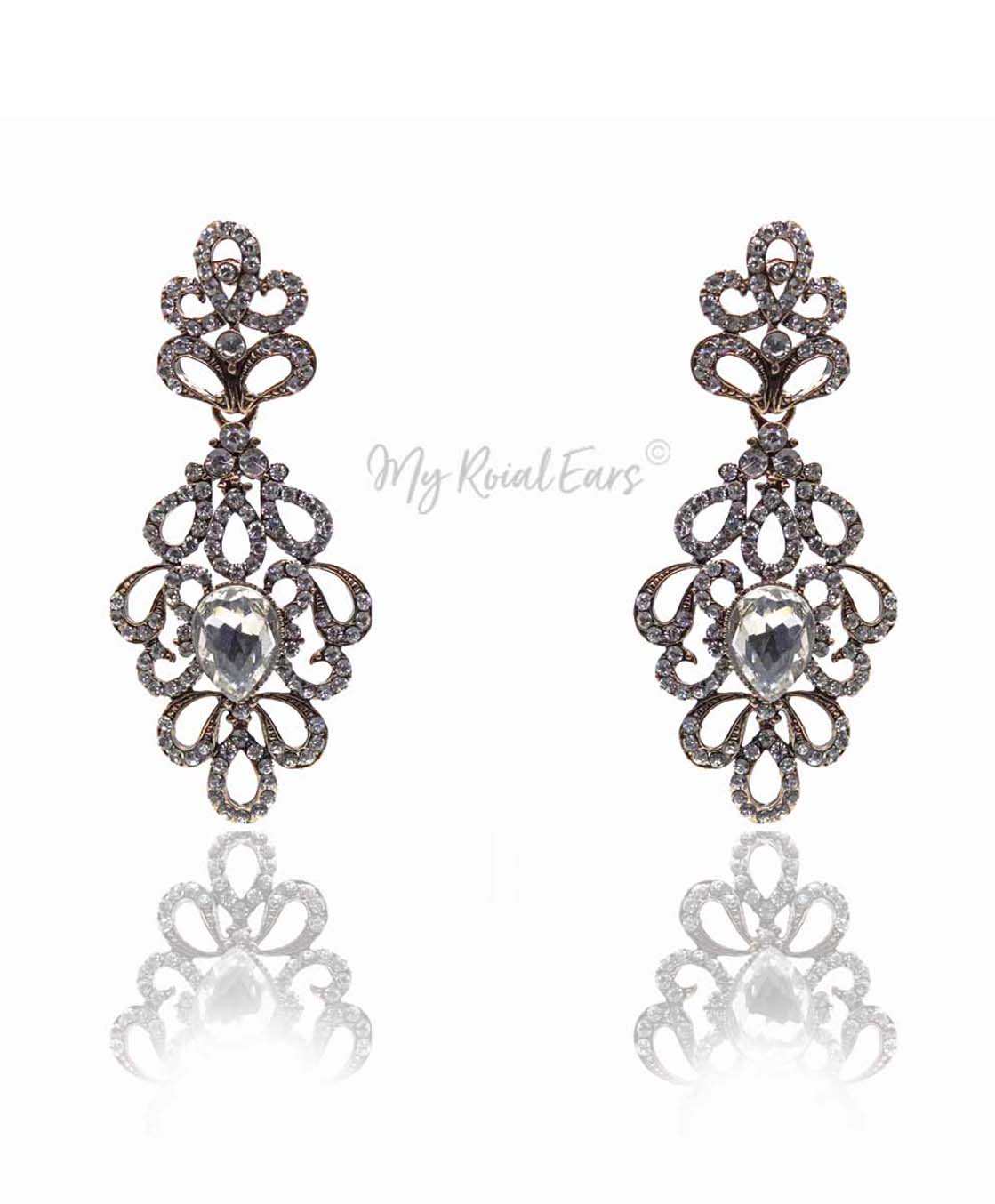 Q.Anastasia-royal luxury chandelier statement bridal earrings - My Roial Ears LTD