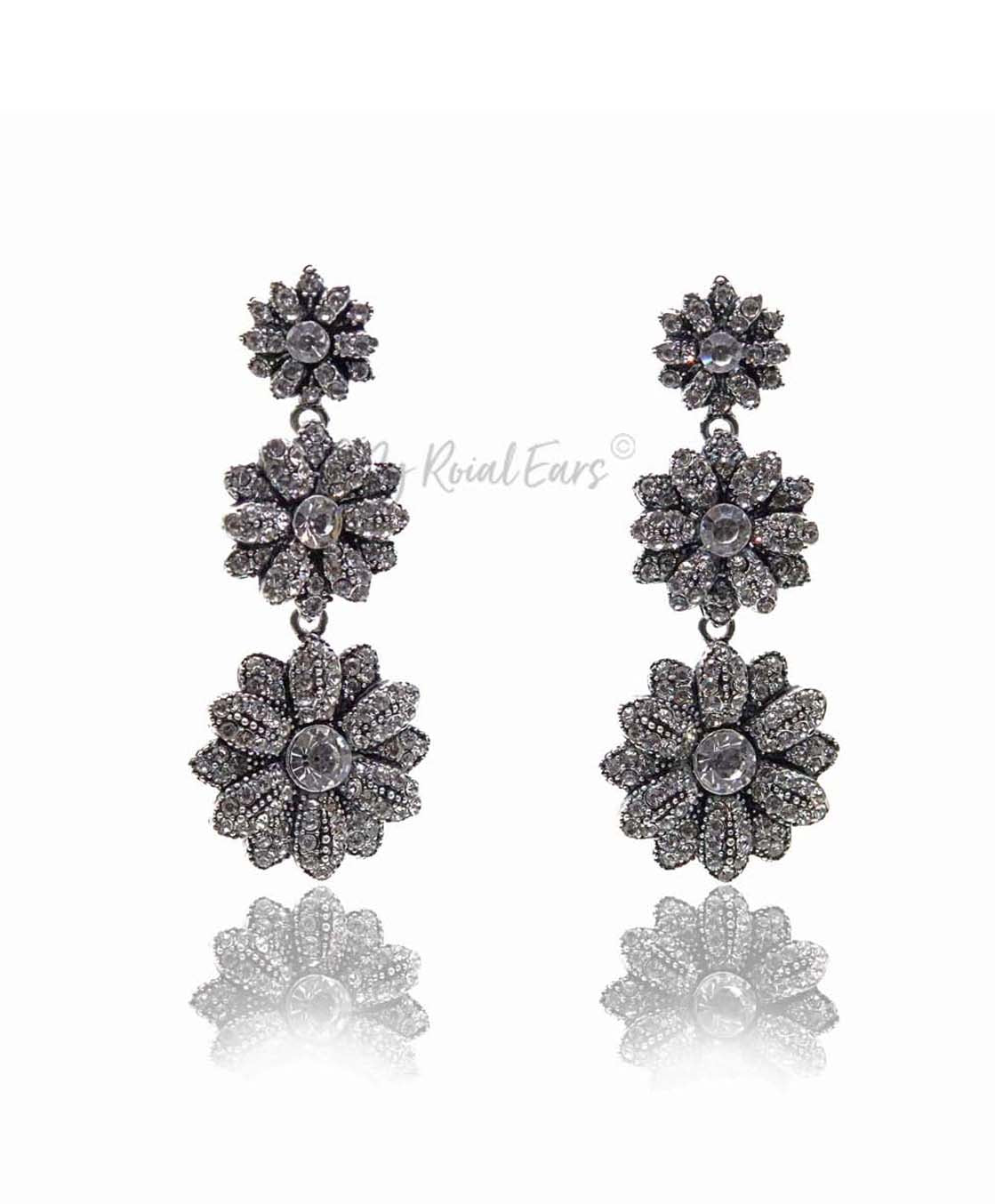 Q Caroline-bridal statement swarovski luxury bridal drop earring - My Roial Ears LTD