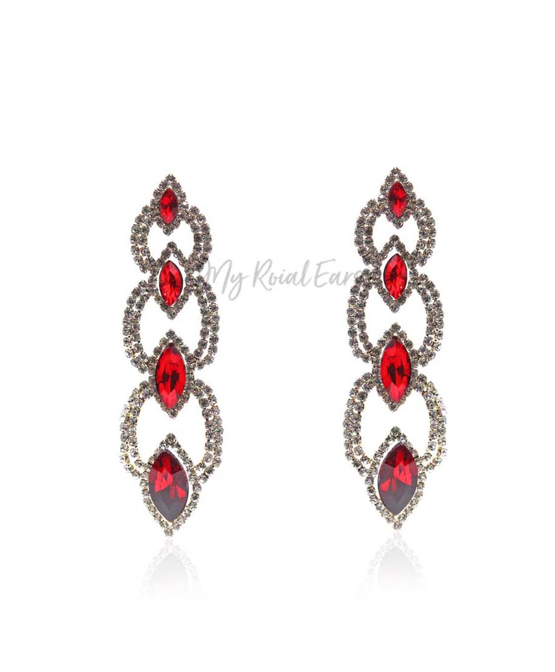Q.Savannah-long crystal statement drop earrings - My Roial Ears LTD