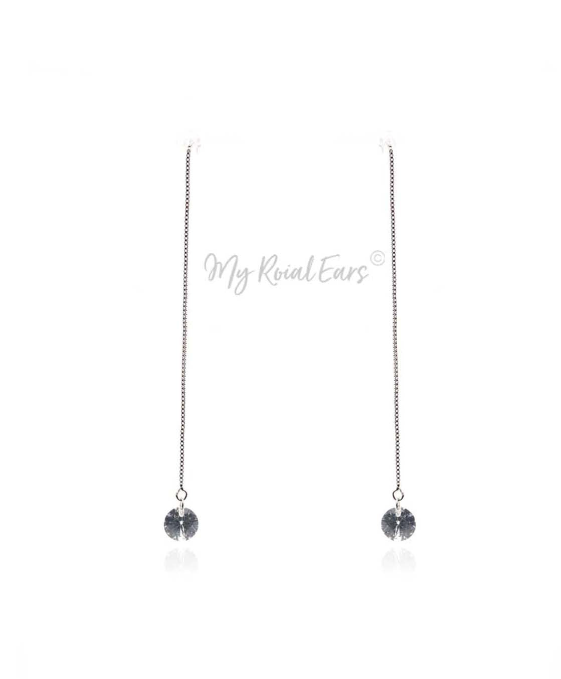 Q.Makeda- lightweight sterling silver chain drop bridal earrings - My Roial Ears LTD