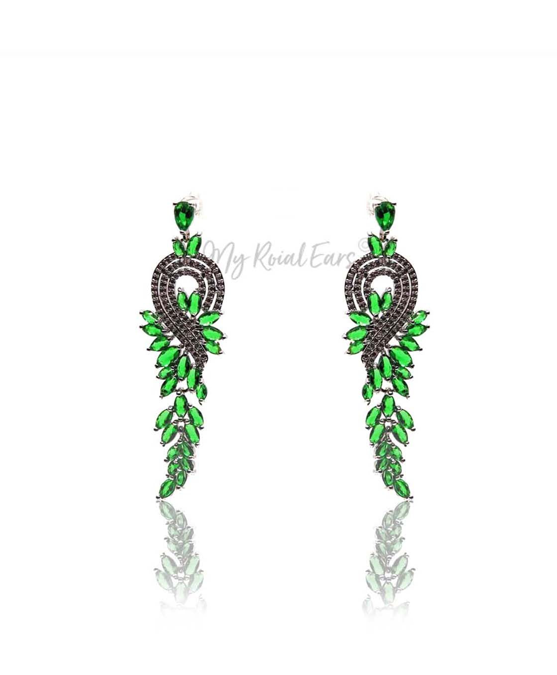 Q.Allison Red-exquisite and plated gold lavish bridal earrings - My Roial Ears LTD