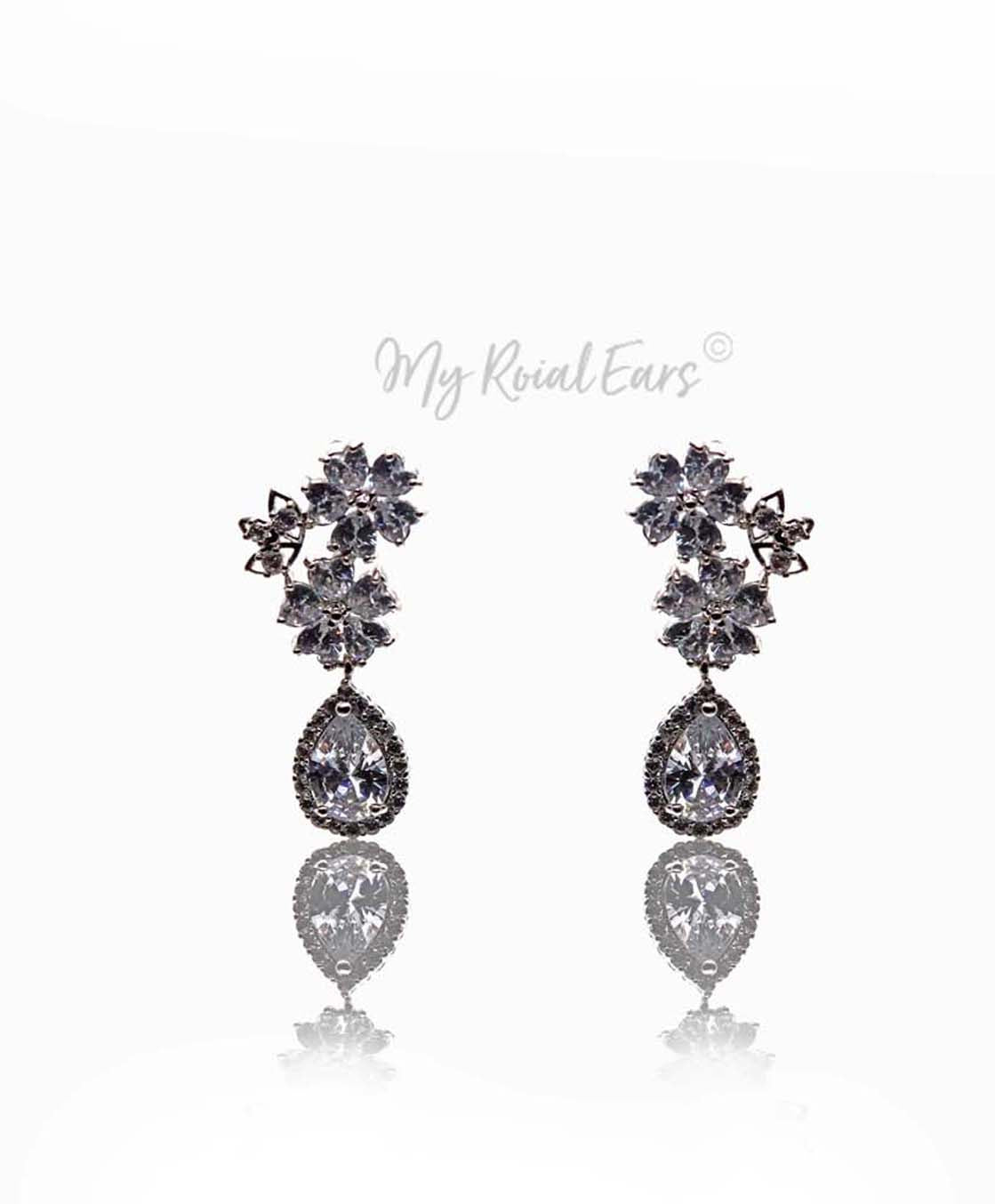 Q.Camilla- sterling silver bridal stud earrings - My Roial Ears LTD