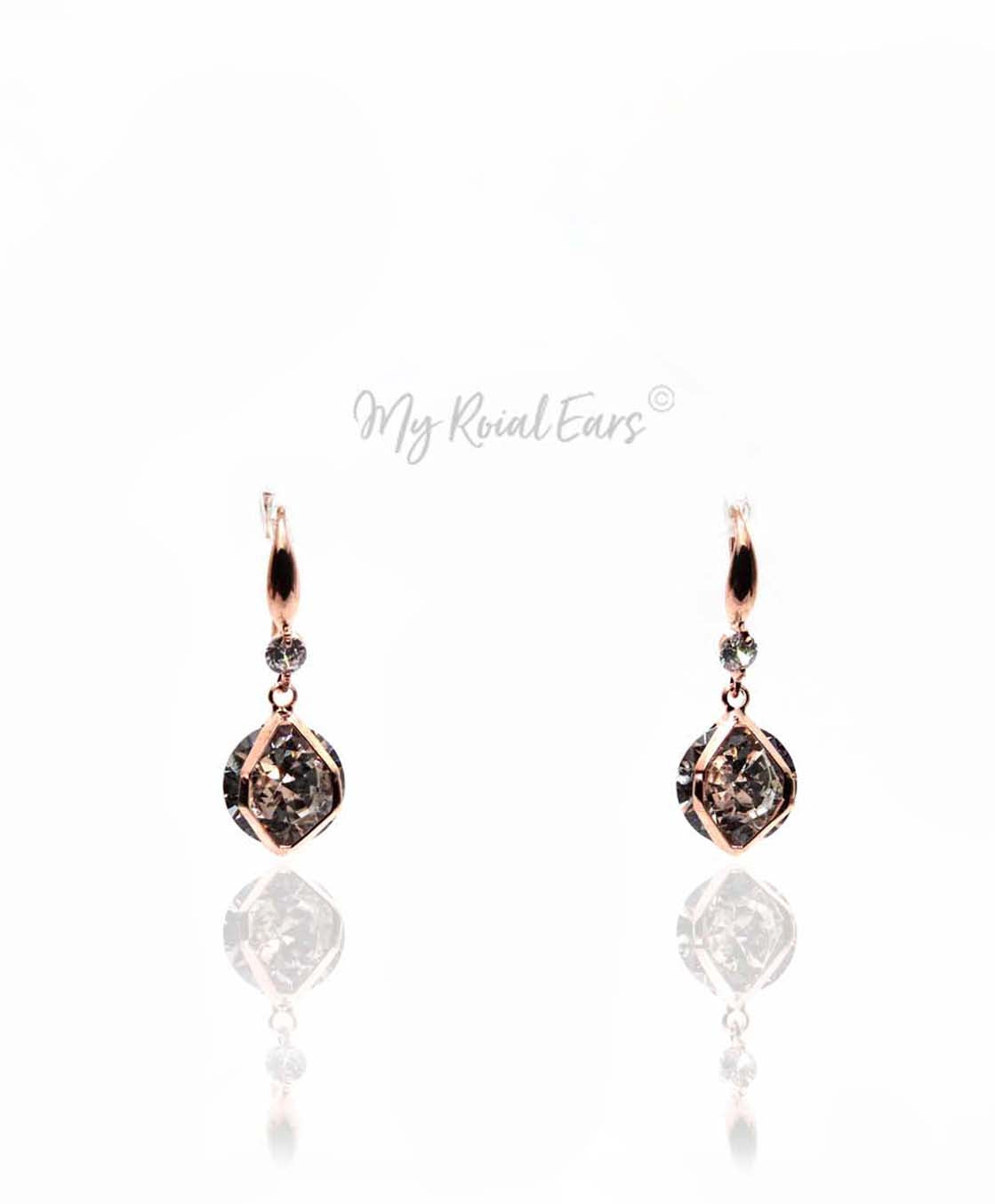 Q.Georgiana-gold plated crystal small ball drop bridal earrings - My Roial Ears LTD
