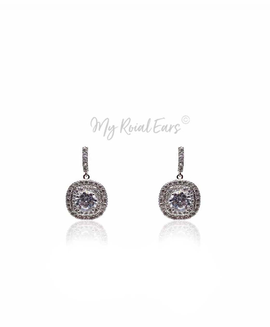 Q.Jasmine-cubic zircon crystal bridal drop earrings - My Roial Ears LTD