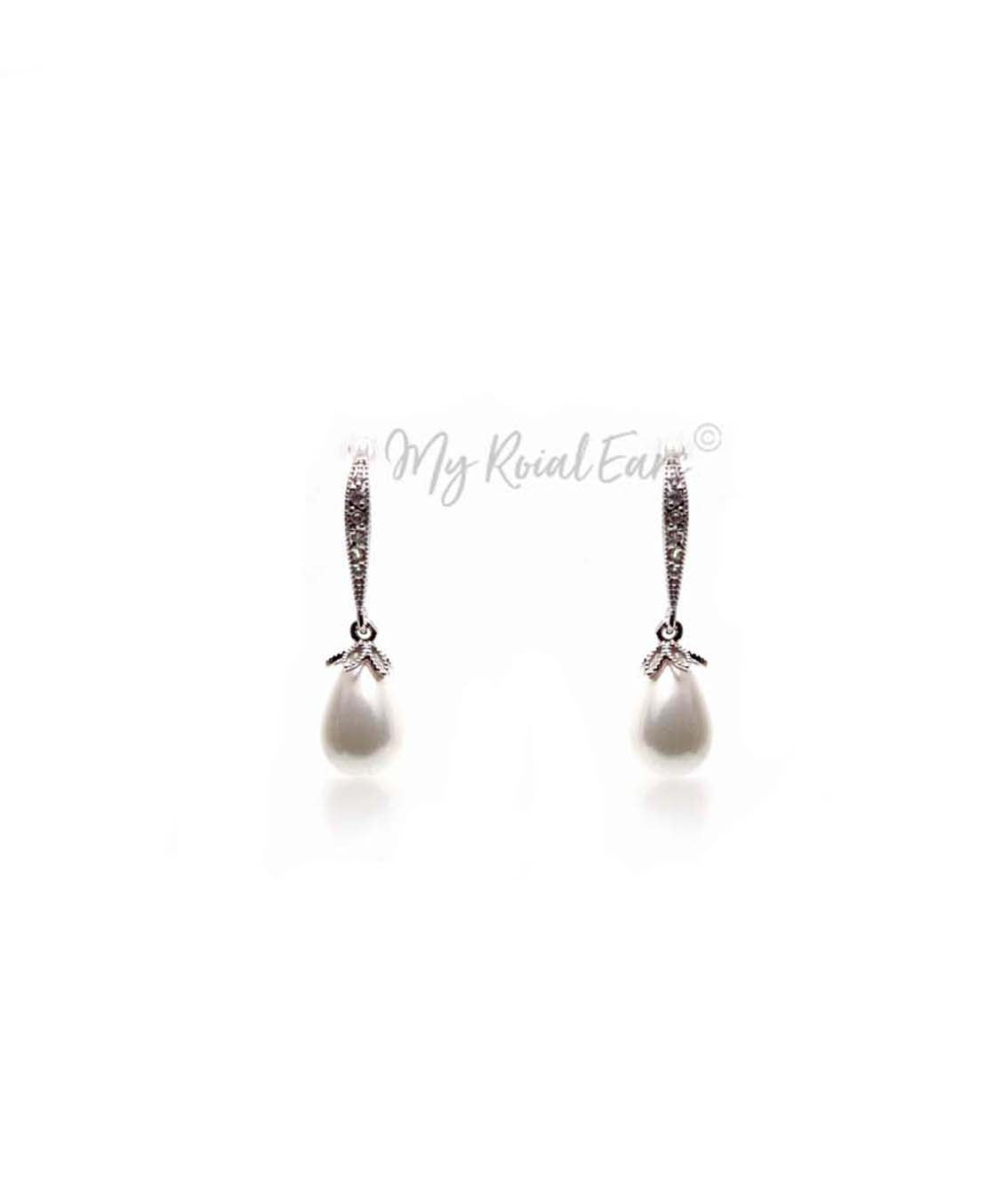 Q.Kiare-gracious plated pearl drop bridal earring - My Roial Ears LTD